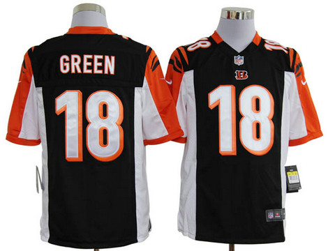 NFL Cincinnati Bengals 18 Wide Receiver Green Nike Black Game Nike Nfl jersey